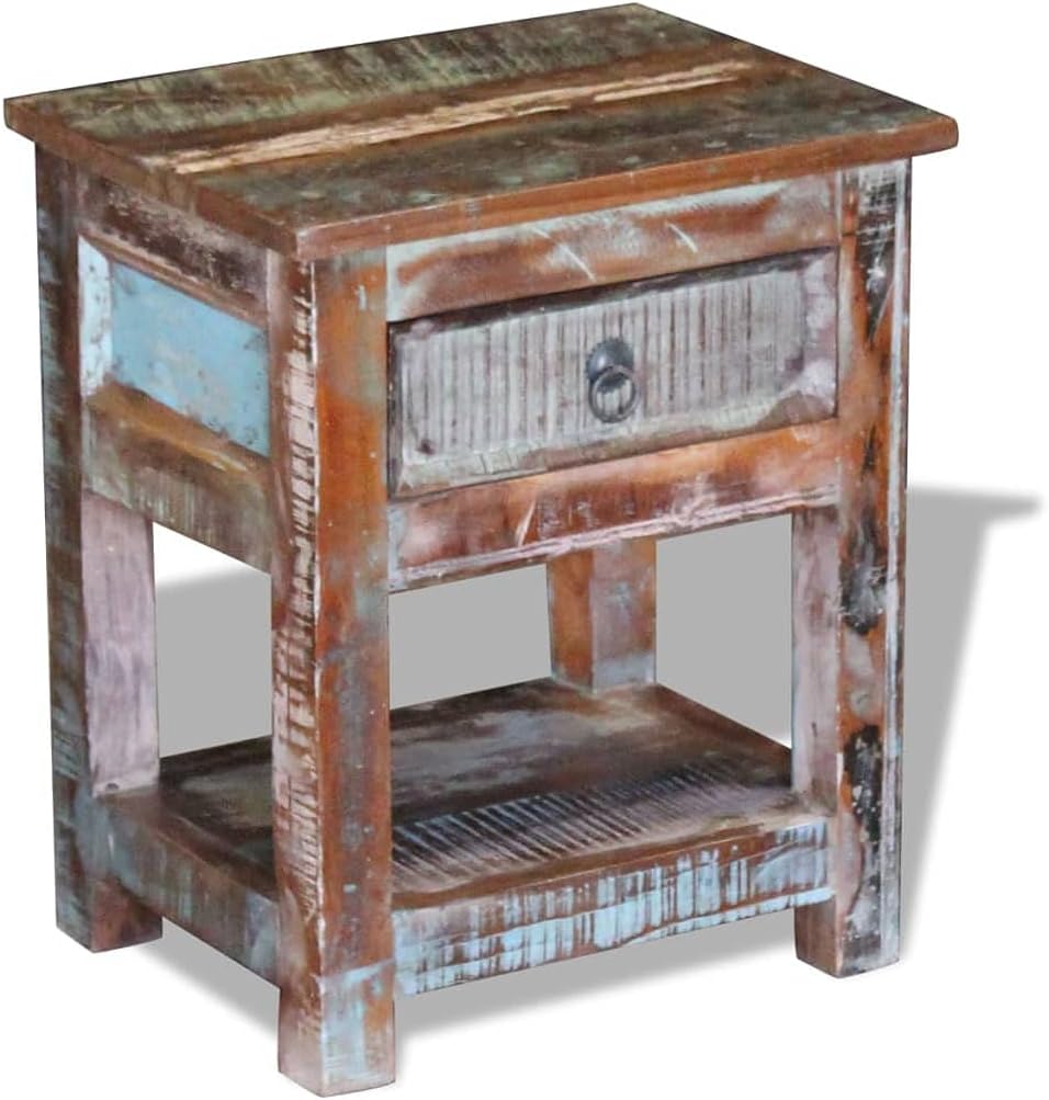 Solid Reclaimed Wood Side Table with 1 Drawer P87928
