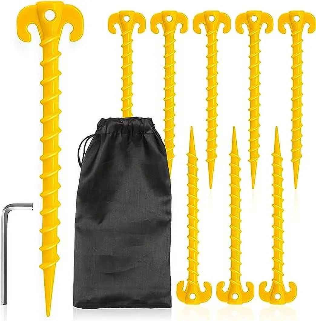 8-Pack 10 inch Yellow Outdoor Tent Stakes B7436