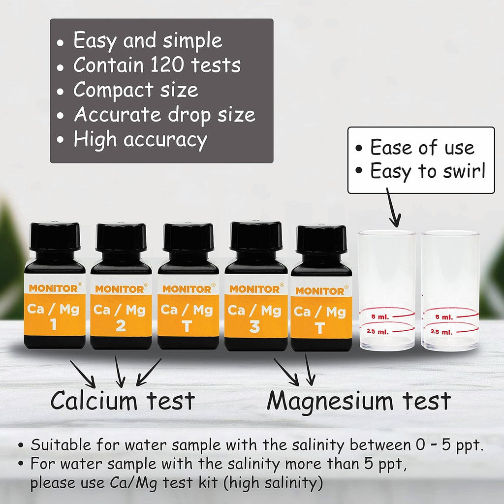 Monitor Calcium/Magnesium Low Salinity (0-5 PPT) Test KIT (120 Tests) Z313