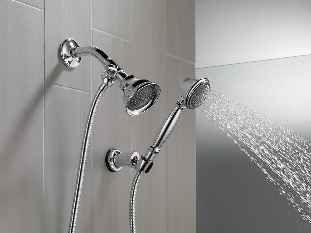 Chrome Hand Held Shower Head with 7 Spray Settings and 5' Hose, Chrome Shower Arm Diverter Pack of 2 Z6183