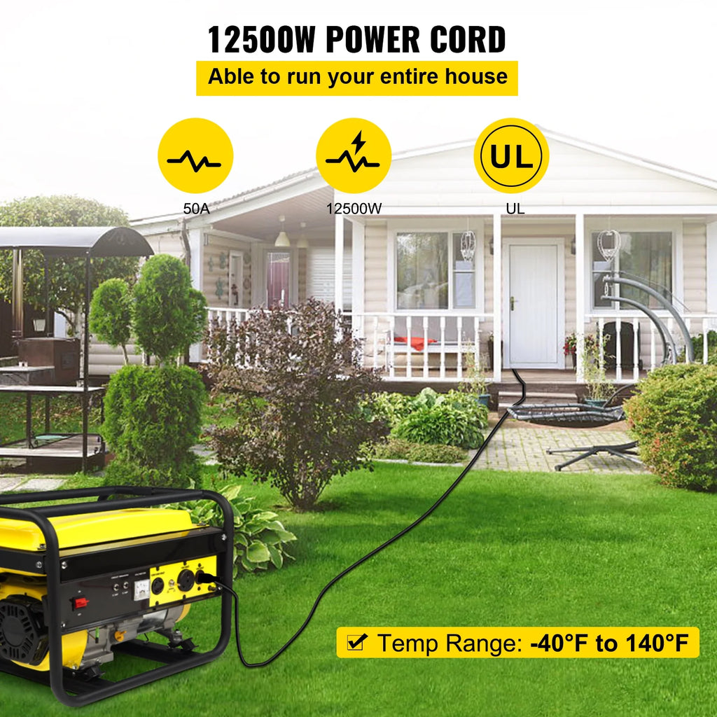 25' 50A RV Power Cord 6/3 + 8/1 AWG NEMA 14-50P to Bare Wire L771842