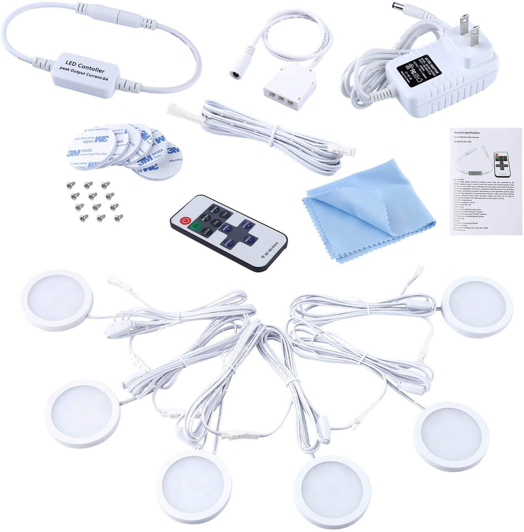 Warm White 10 Lights Linkable Dimmable LED Puck Lights R1959