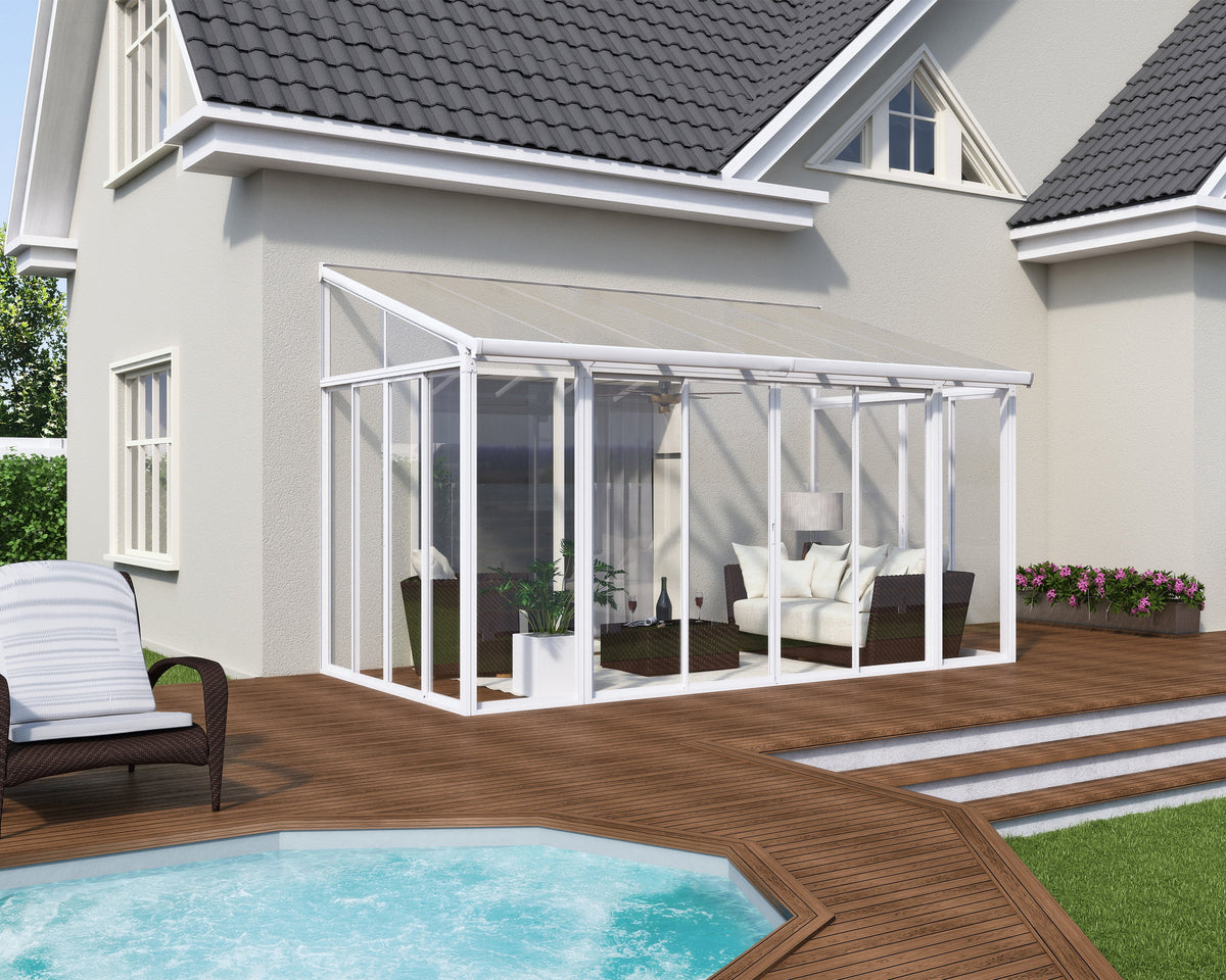 White Patio Enclosure with Screen Doors C542952