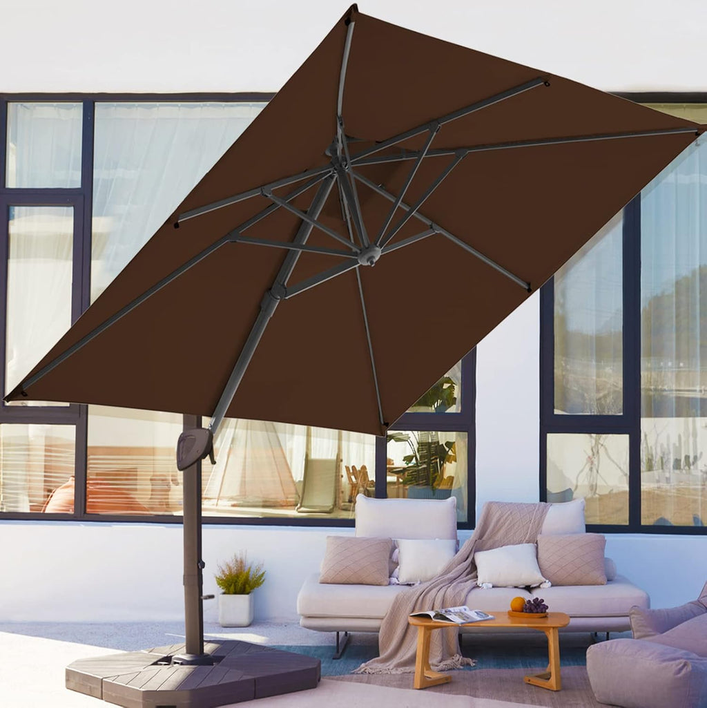 9x9 FT Square Cantilever Patio Umbrella with Sky Blue Solution-dyed Fabric F28421