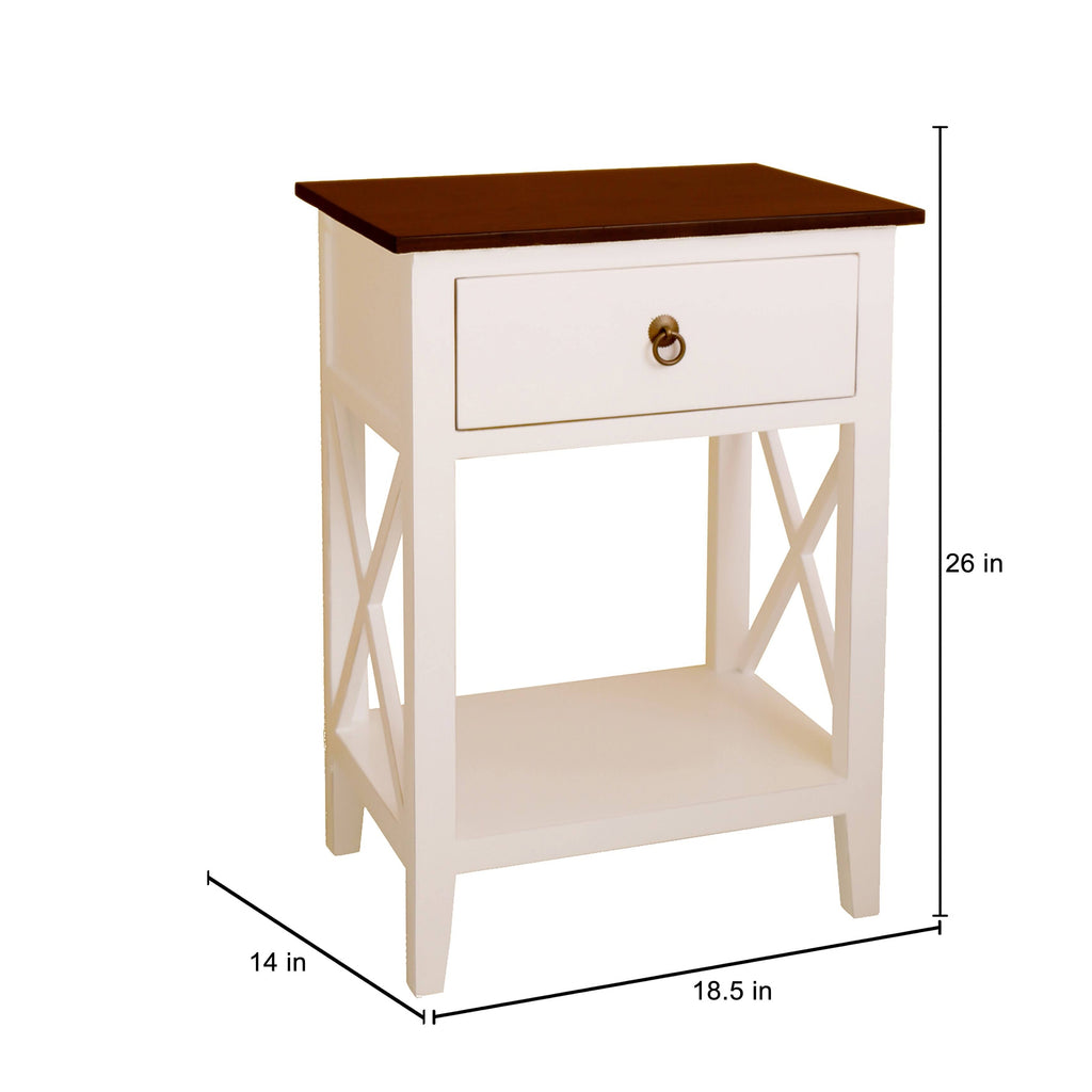 Blue Side Table Cabinet with Drawer and Shelf S37071