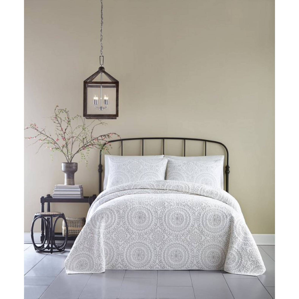 King Grey Medallion Coverlet W655