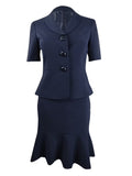 Navy Petite Flare-Hem Skirt Suit N276348