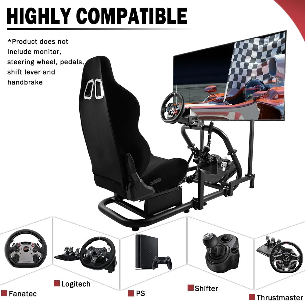 Racing Sim Cockpit with TV Stand & Seat B108