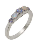 14k White Gold Tanzanite Opal Women's Engagement Ring Size 7 C637233