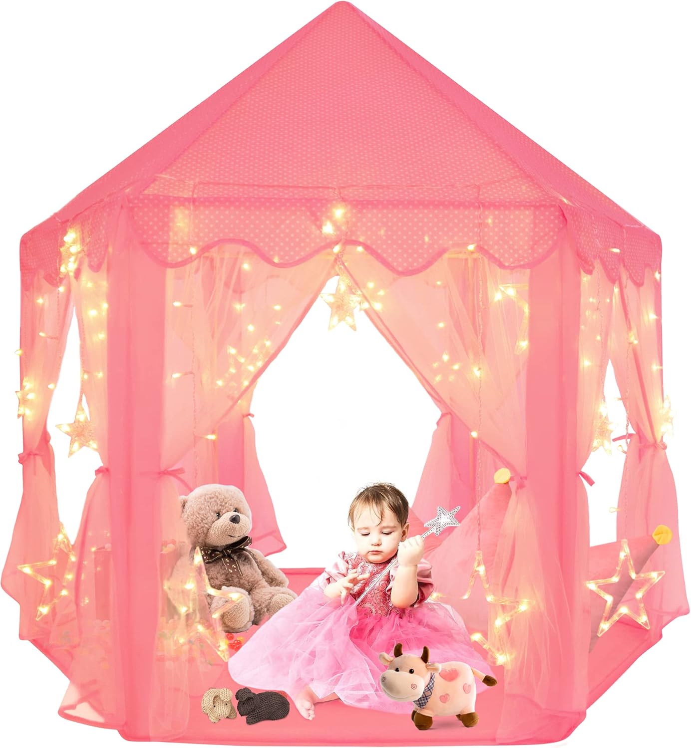 Pink Hexagon Kids Play Tent 55x 53(DxH) Q505718