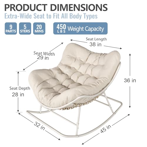 Oversized Egg Wicker Rocking Chair with Cushion - Gray A872