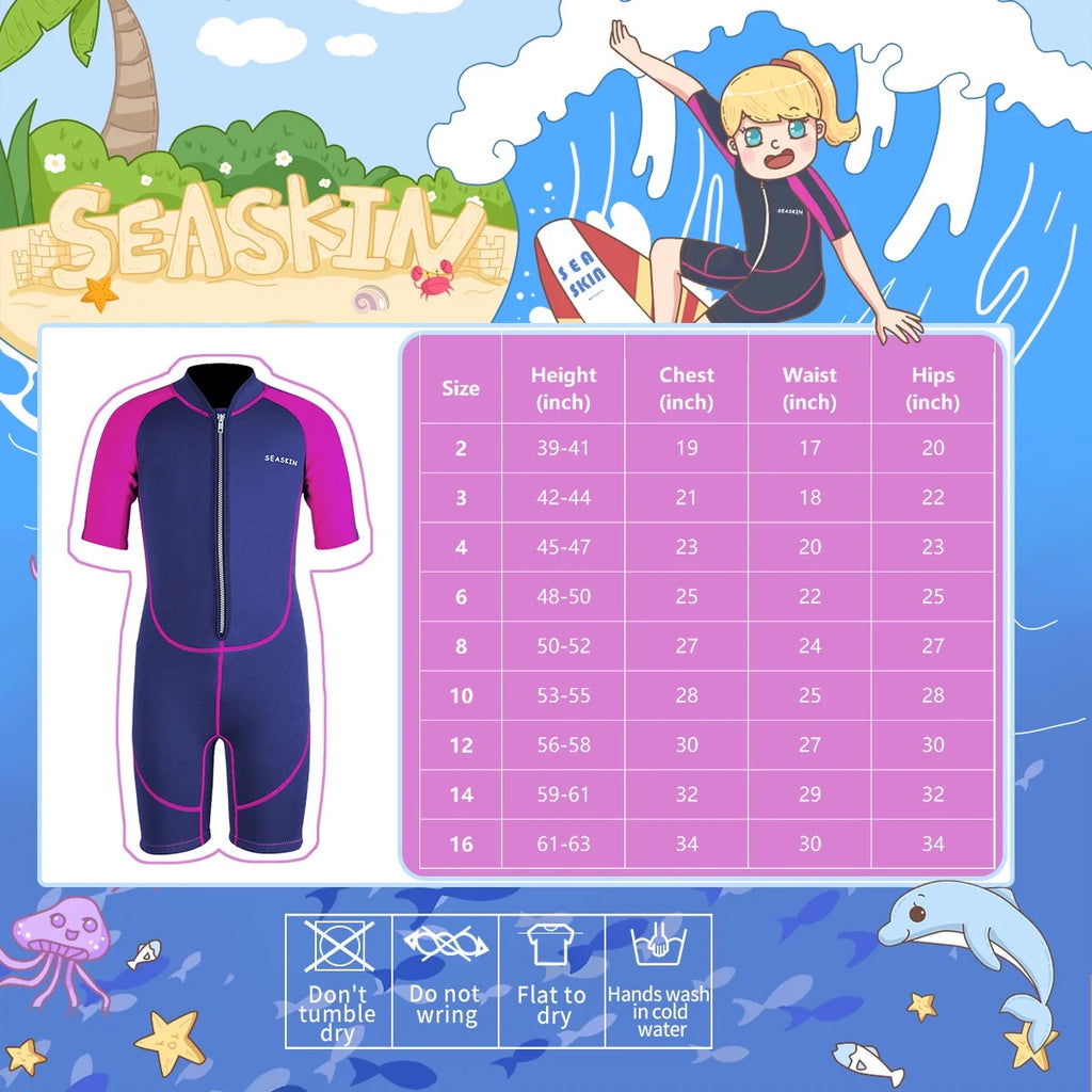 2mm Kids Front Zipper Shorty Wetsuit H823399