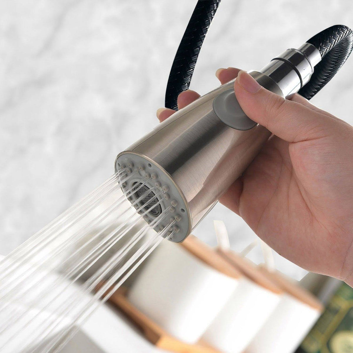 Commercial Stainless Steel Single Handle Pull Down Sprayer Kitchen Faucet N4351