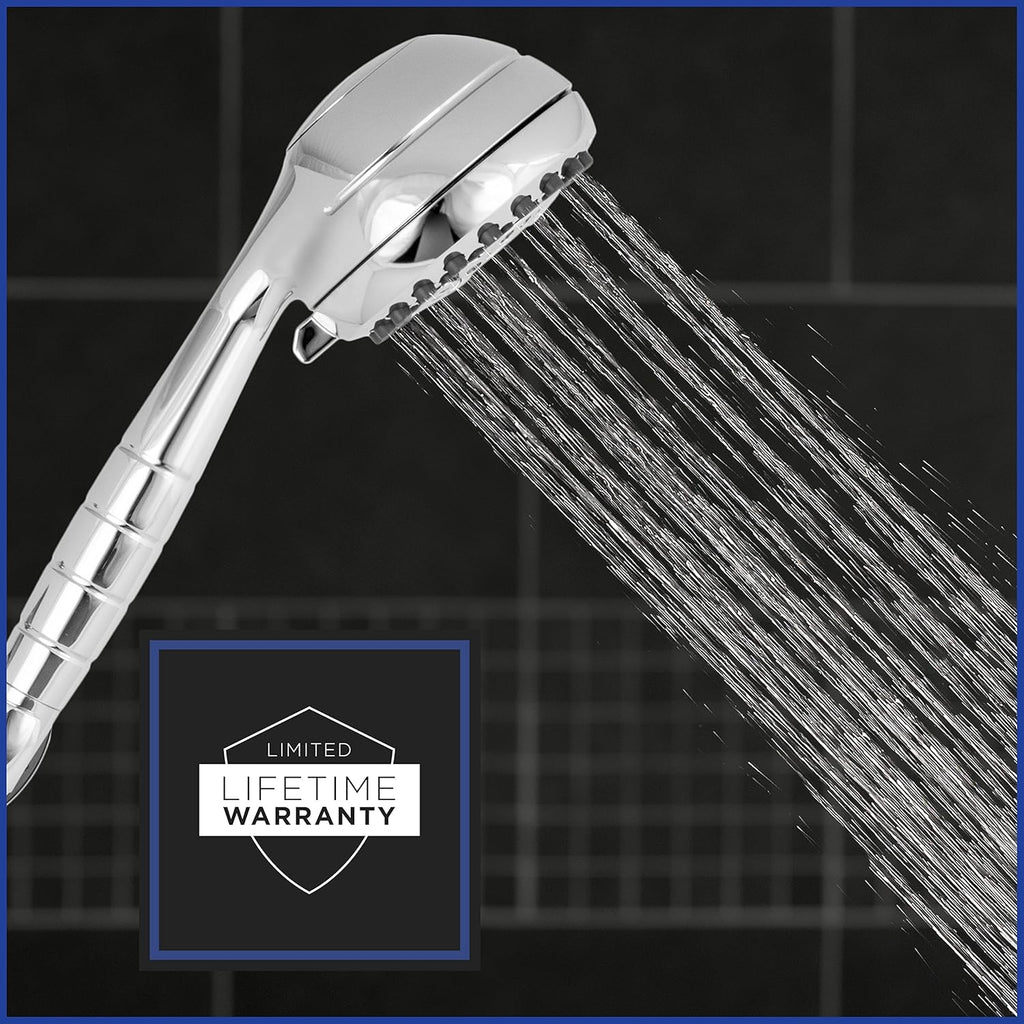 Chrome Hand Held Shower Head with 7 Spray Settings and 5' Hose, Chrome Shower Arm Diverter Pack of 2 Z6183