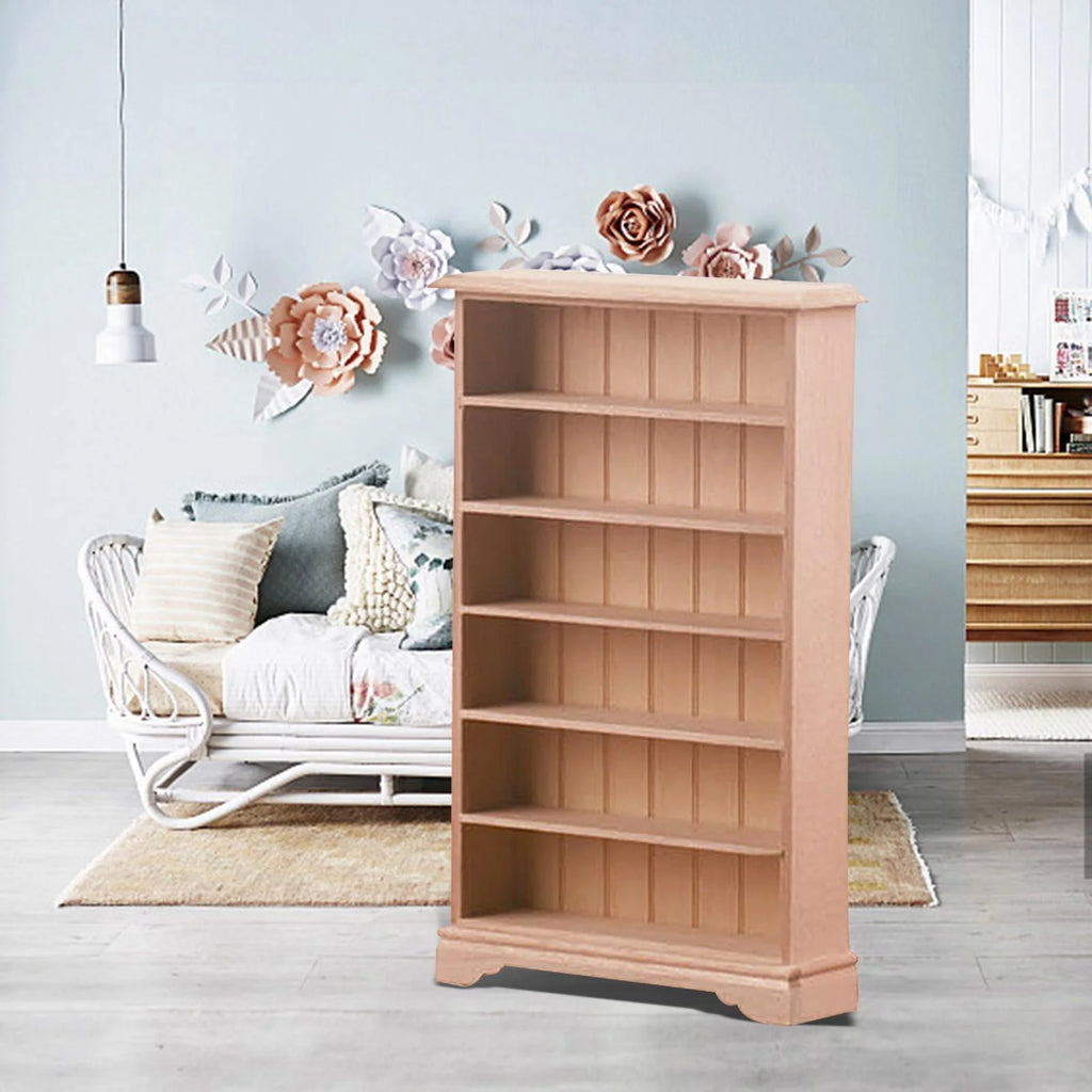 Dollhouse Miniature Wooden Bookcase Display Shelf A544945