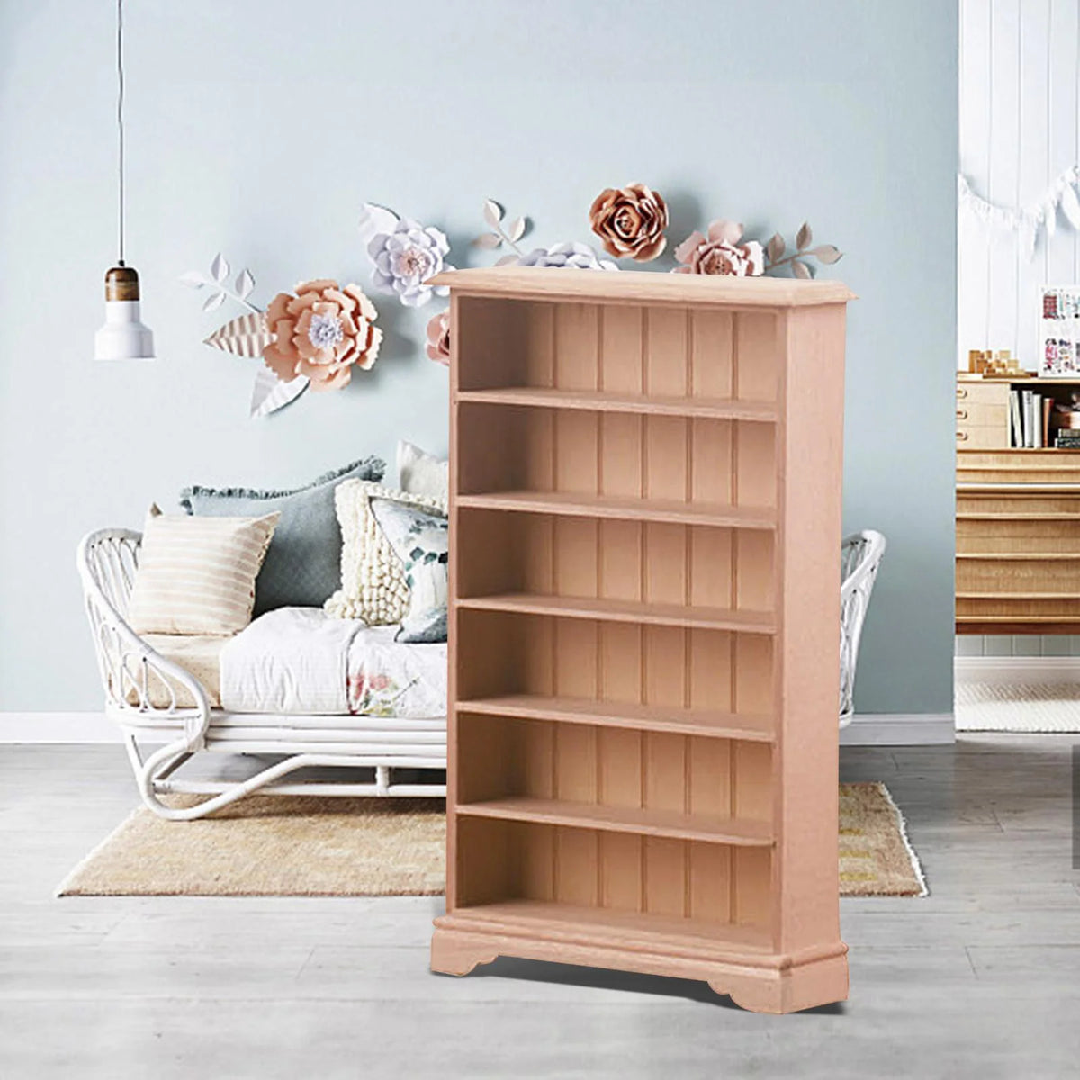 Dollhouse Miniature Wooden Bookcase Display Shelf A544945