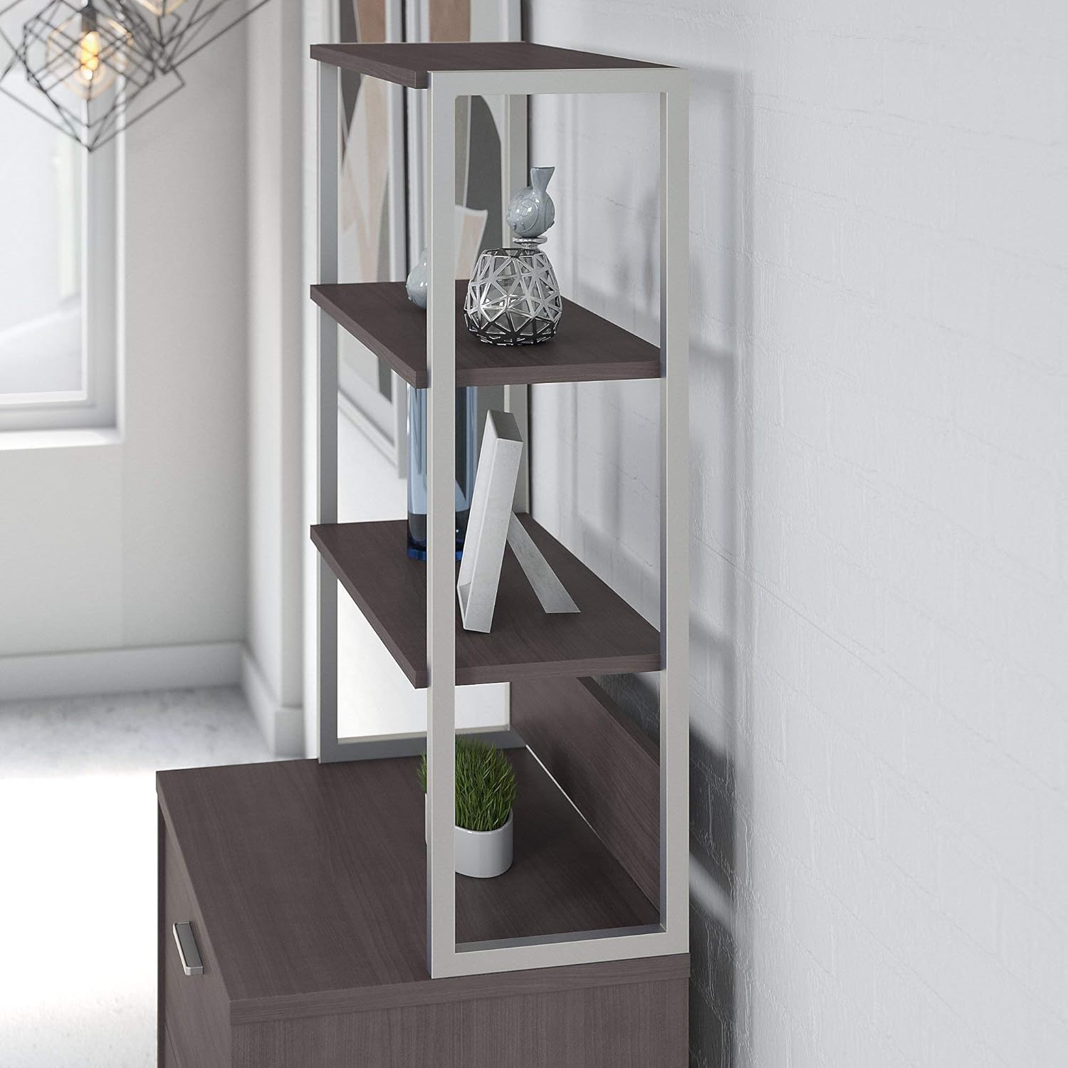 Storm Gray Bookcase Hutch V9987