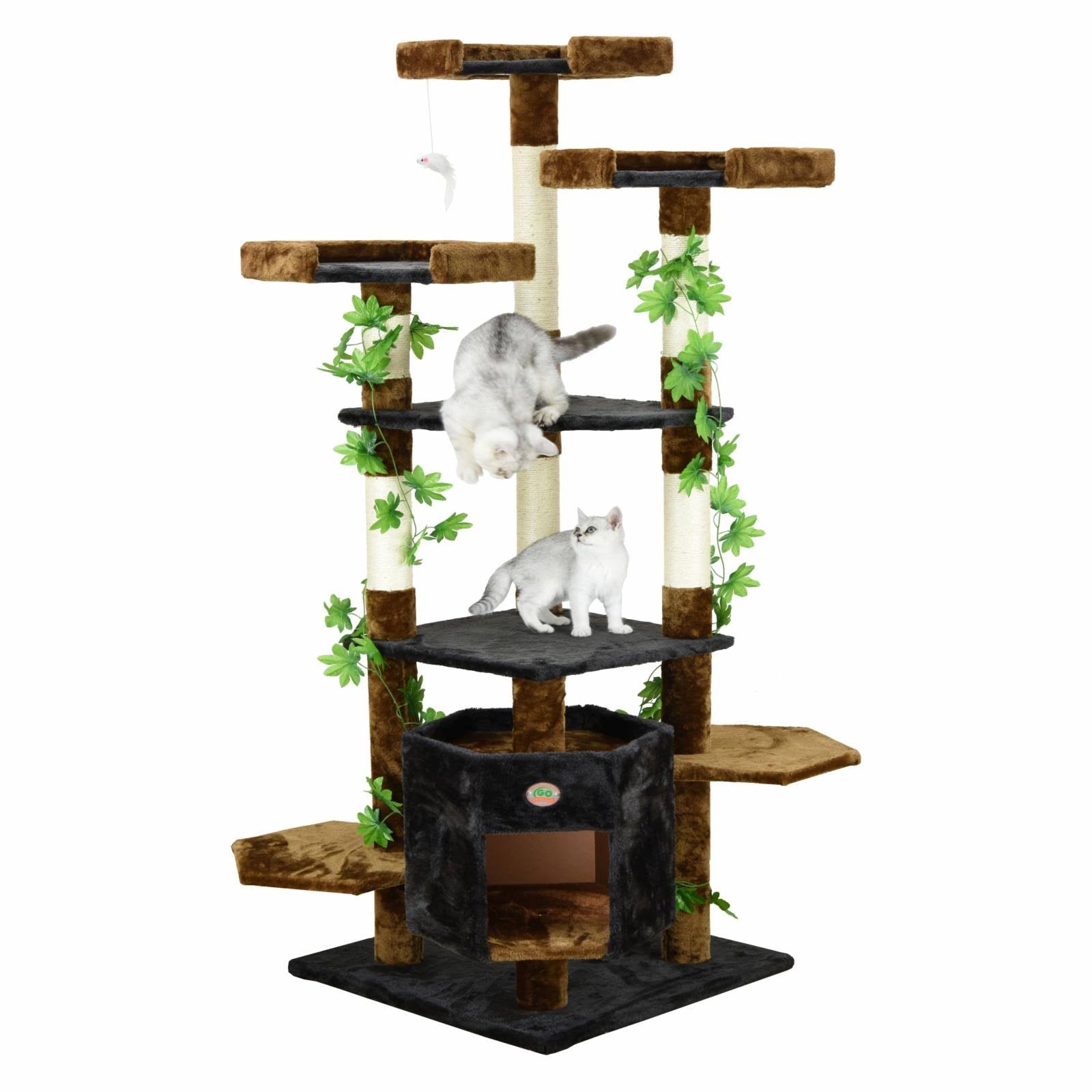 67-Inch Brown Black Cat Condo Climber Furniture H423090
