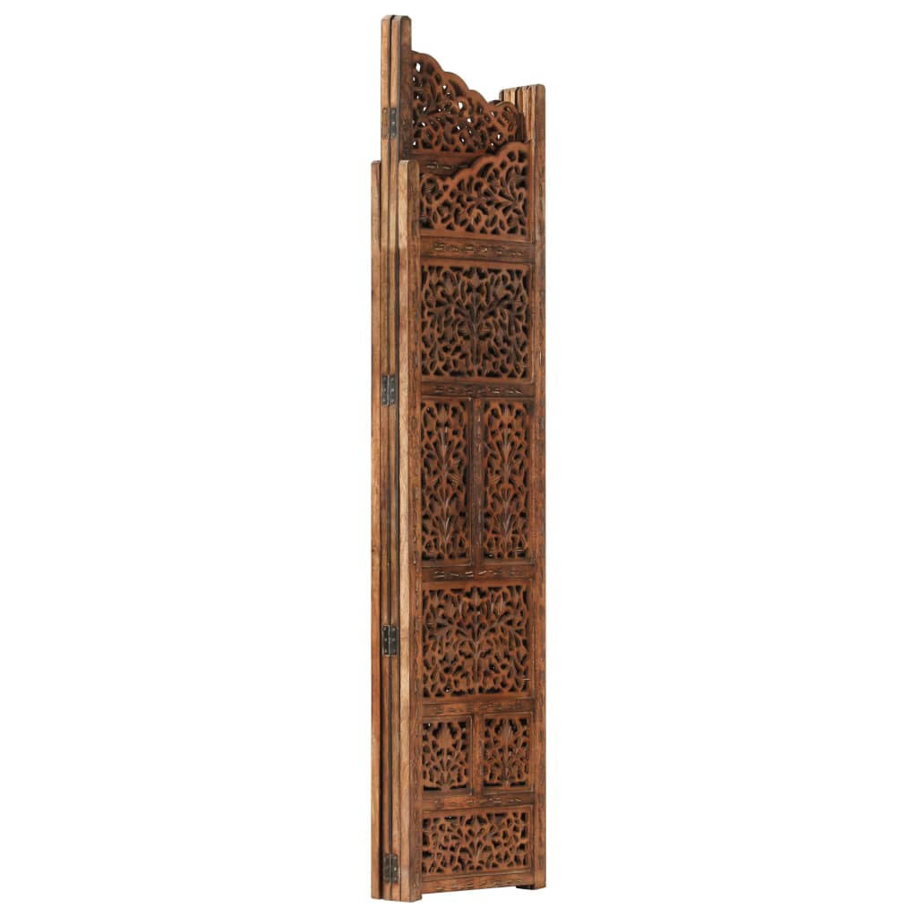 Hand Carved 4-Panel Room Divider Solid Mango Wood E860
