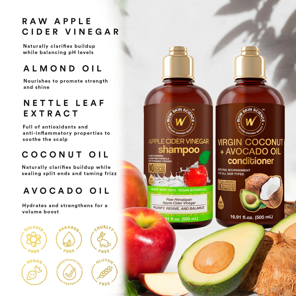Apple Cider Vinegar Shampoo & Coconut Avocado Oil Conditioner Duo 16.9 oz B808436