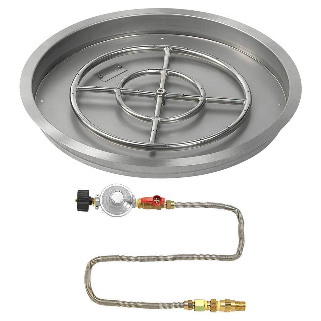 Round Stainless Steel Drop-In Pan with Match Light Kit Propane Fire Pit Ring V18247