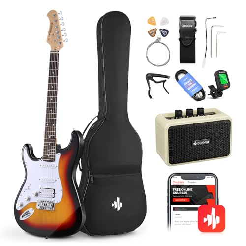 Black HSS Solid Body Electric Guitar with Amplifier, Bag, Tuner, Capo, Strap, Cable, Picks W801403