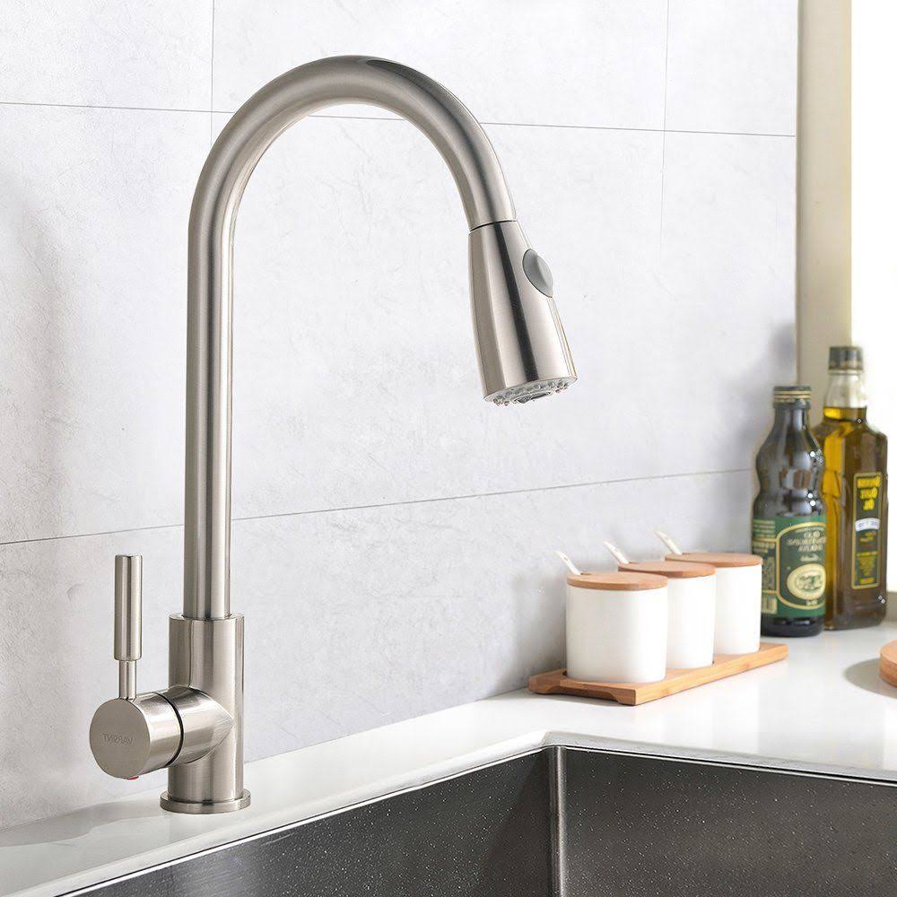 Commercial Stainless Steel Single Handle Pull Down Sprayer Kitchen Faucet N4351