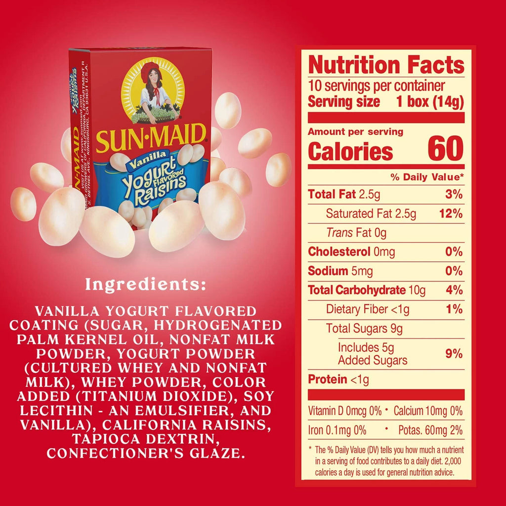 Vanilla Yogurt Covered Raisins .5 Oz, 10 Ct (Pack Of 2) H6937
