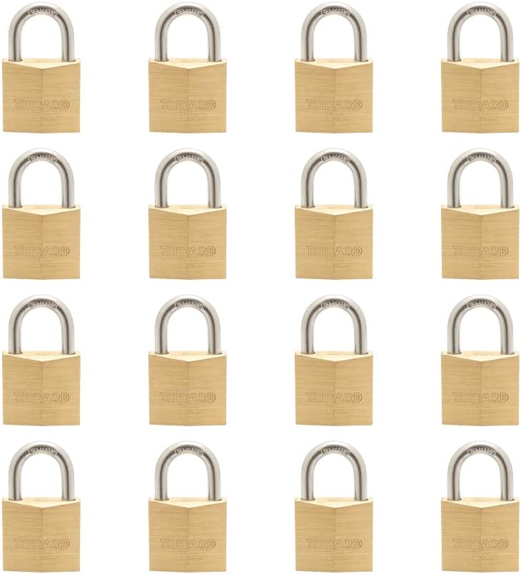 16 Pack Keyed Alike Solid Brass Padlock with 1-1/4” Wide Lock Body C39942