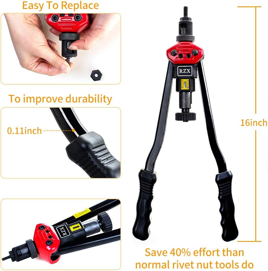 16 Rivet Nut Tool Set with 115Pcs Assorted Rivet Nuts and aluminum Carrying Case U150447