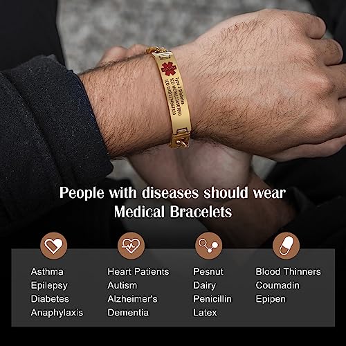 Engraved Stainless Steel Medical Alert ID Bracelet for Men H26566