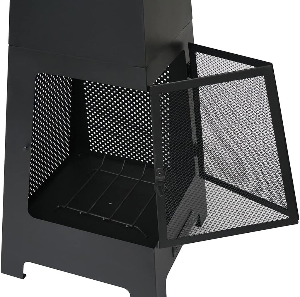 Black Steel Chiminea Fireplace with Poker C739350