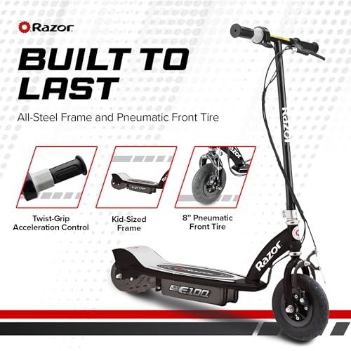 Black 24 Volt Electric Kick Scooter with 8 Inch Pneumatic Tires L1634