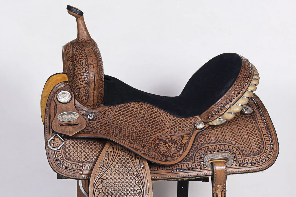 Dark Brown Leather Barrel Racing Saddle J931039