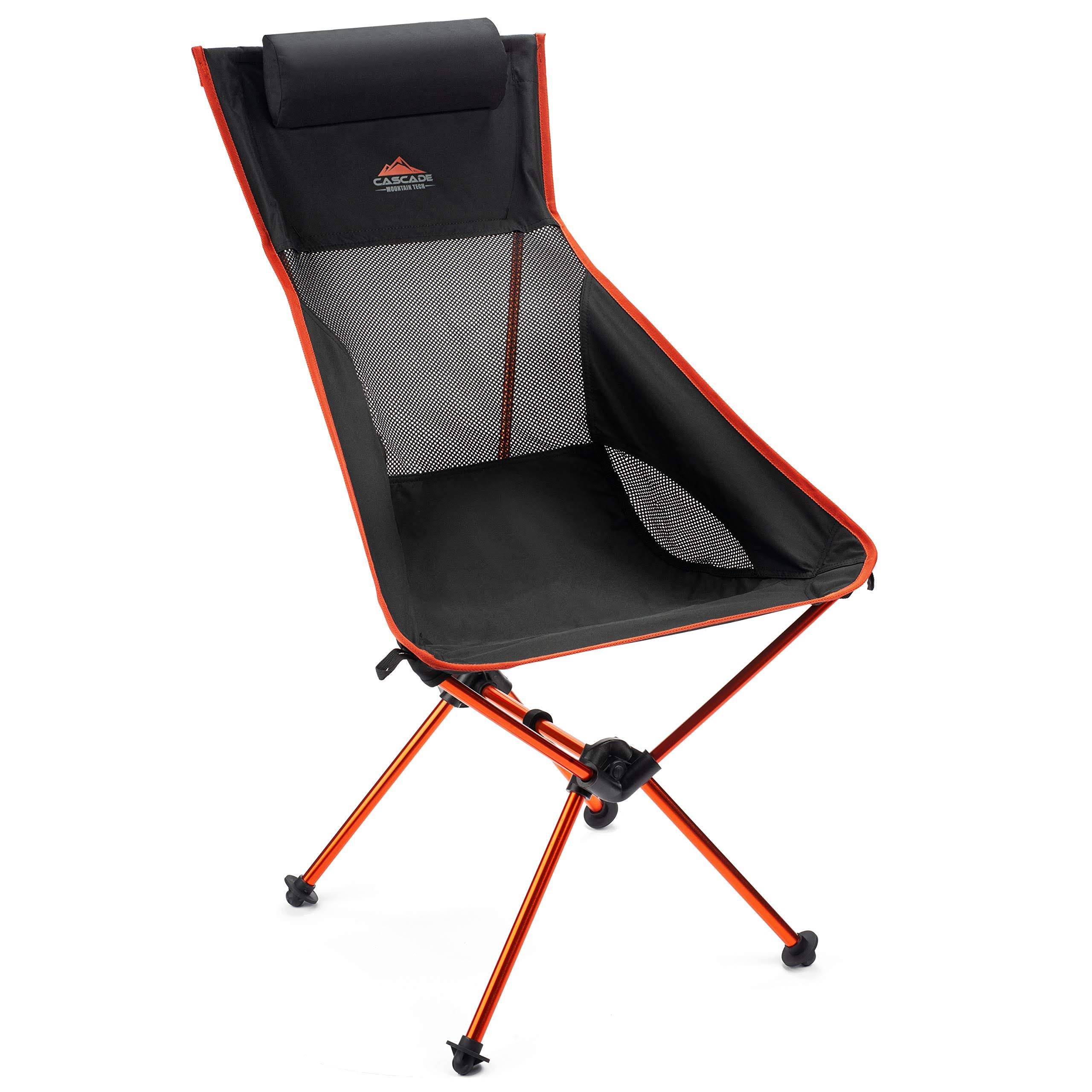 Black High Back Lightweight Camp Chair with Headrest and Carry Case C867
