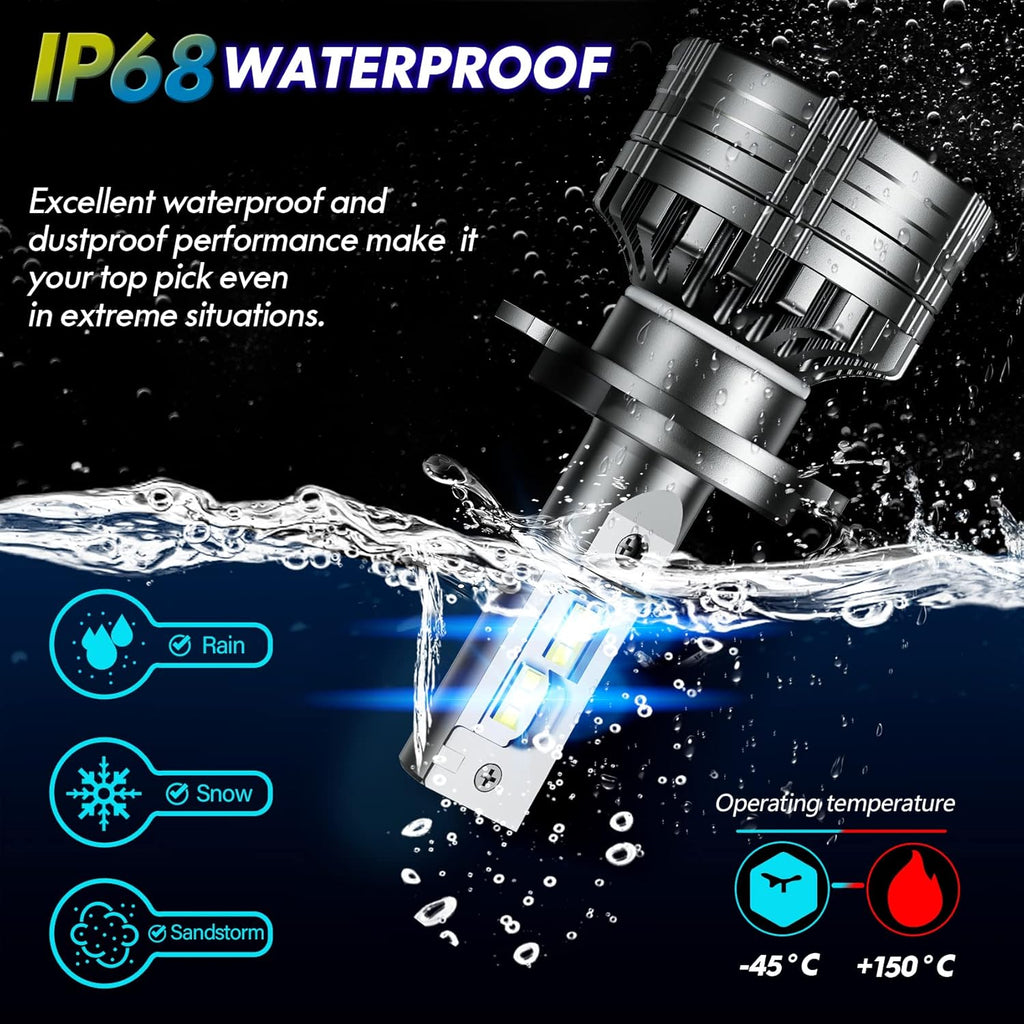LED Headlight Bulbs Conversion Kit 6500K Cool White IP68 Waterproof, Pack of 2 W372973