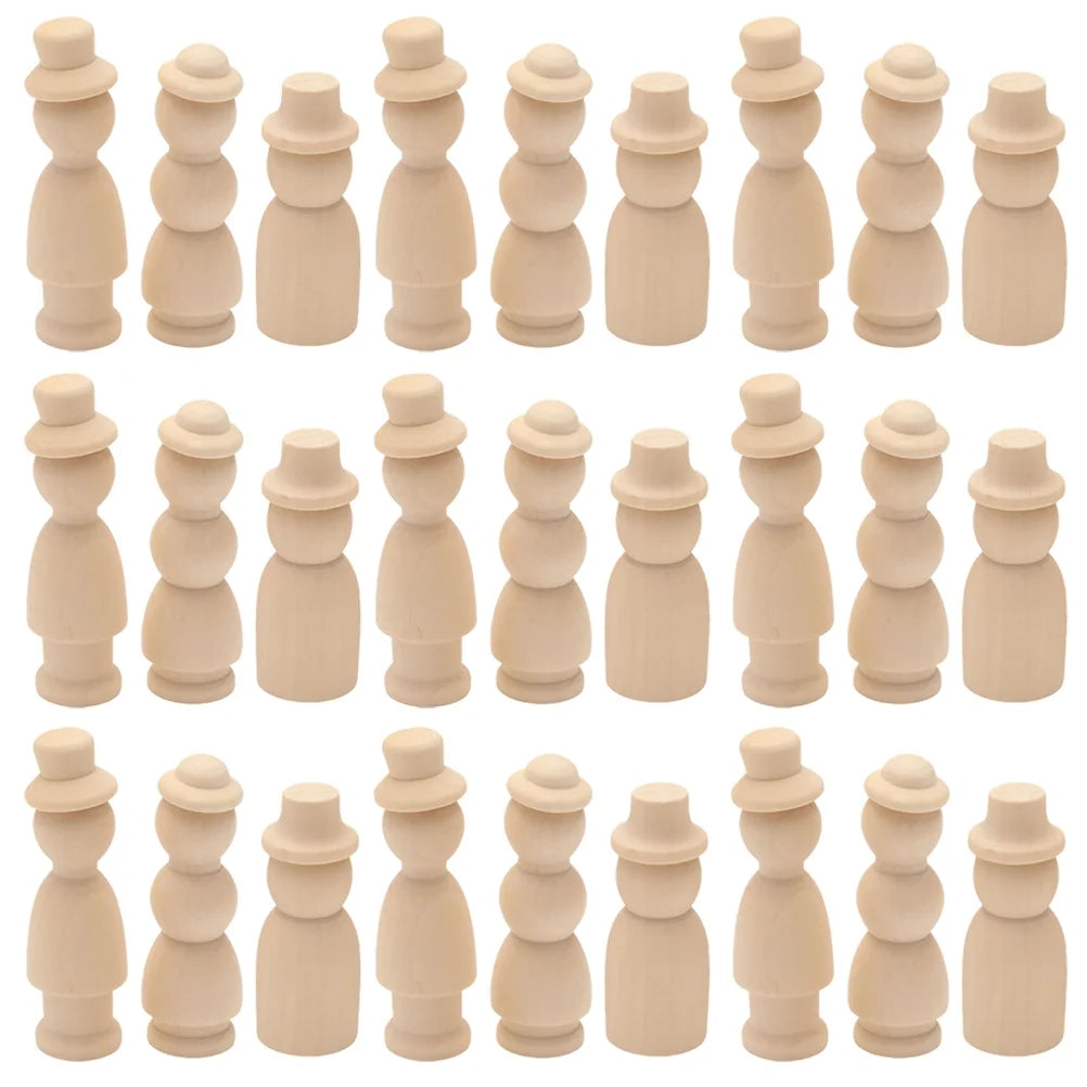 30 Pcs Wooden Doll Pegs Painting Toys Y59377