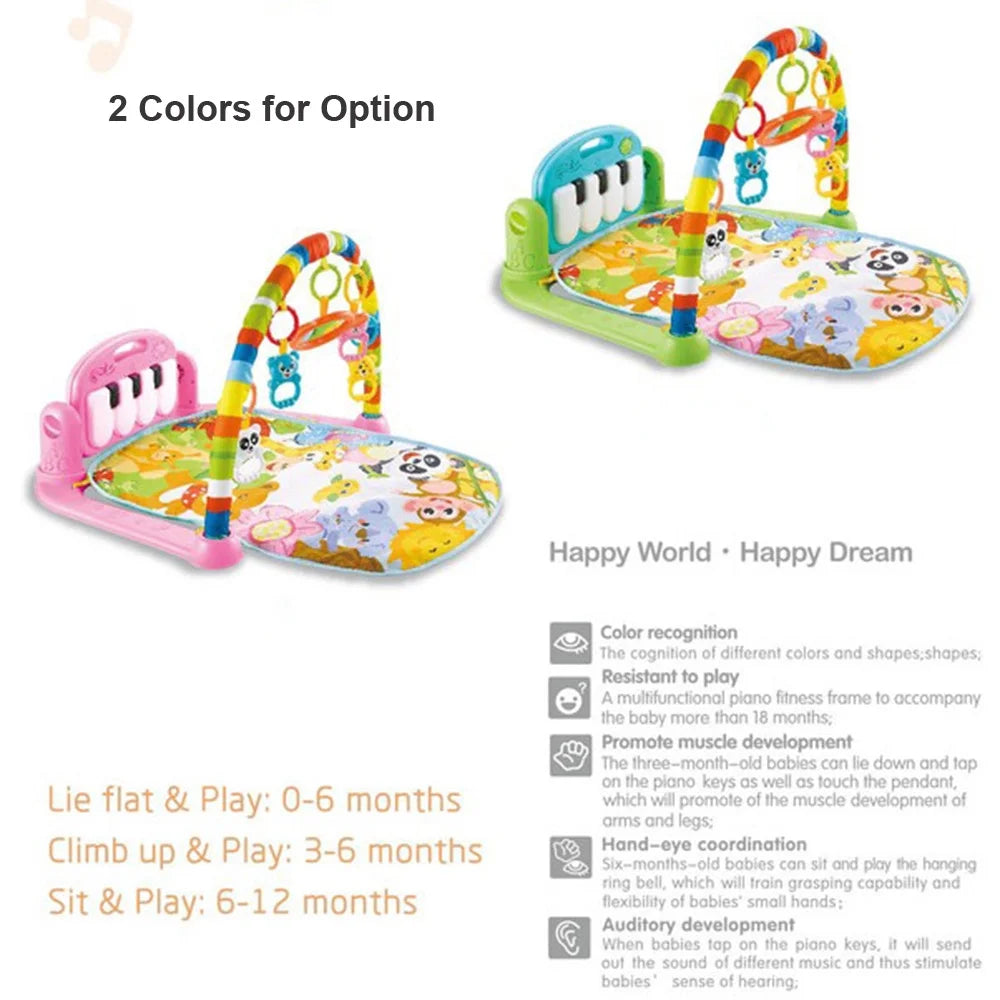 Playmat Kick and Play Piano Gym with Hanging Mirror Musical Activity Center Tummy Time Play Mat M8423