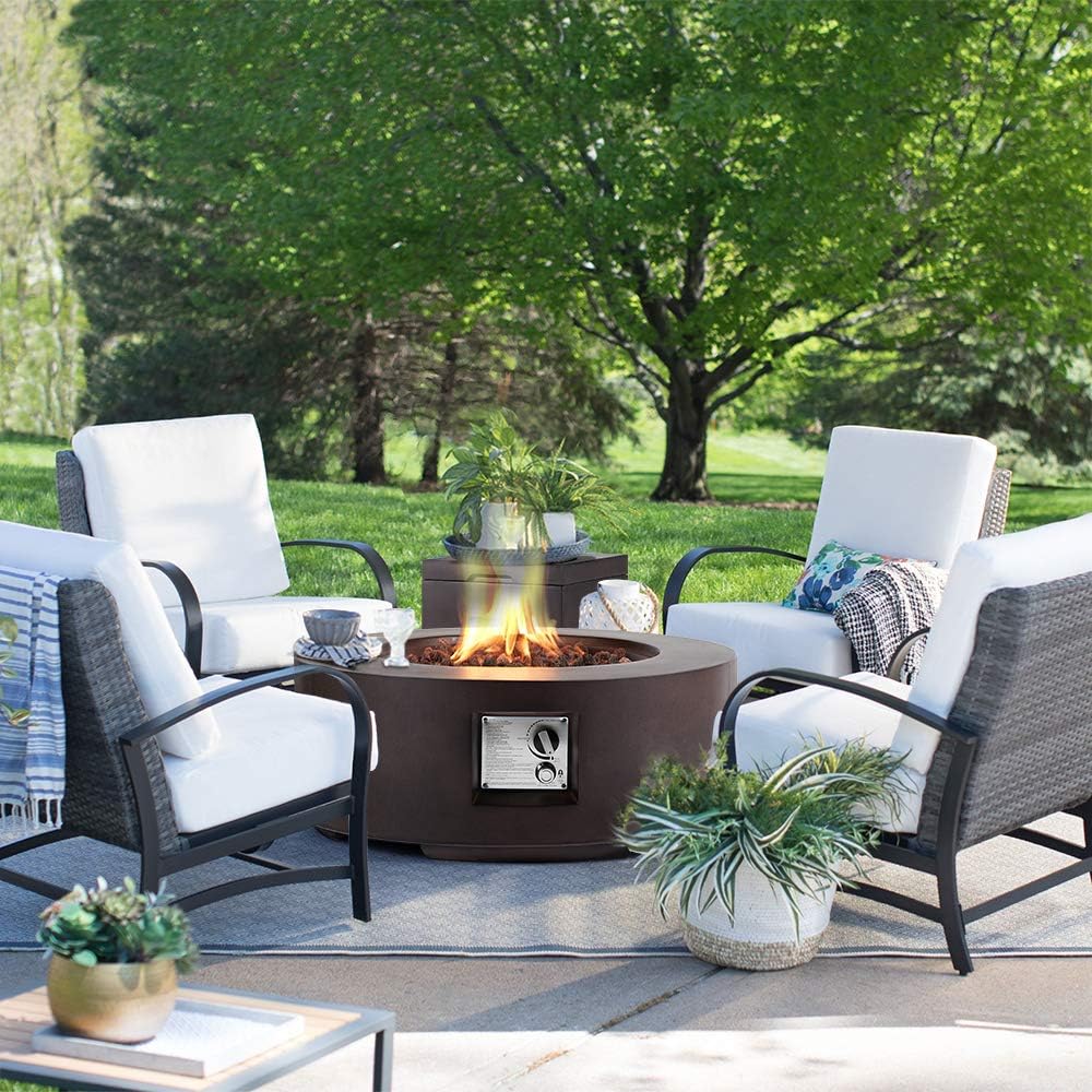 30in Outdoor Propane Fire Pit with Lava Rocks J3963