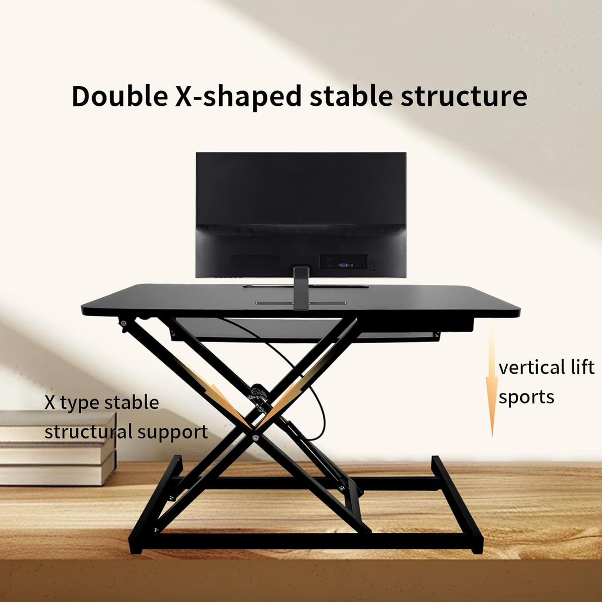 32" Height Adjustable Dual-Layer Standing Desk Converter with Keyboard Tray B559