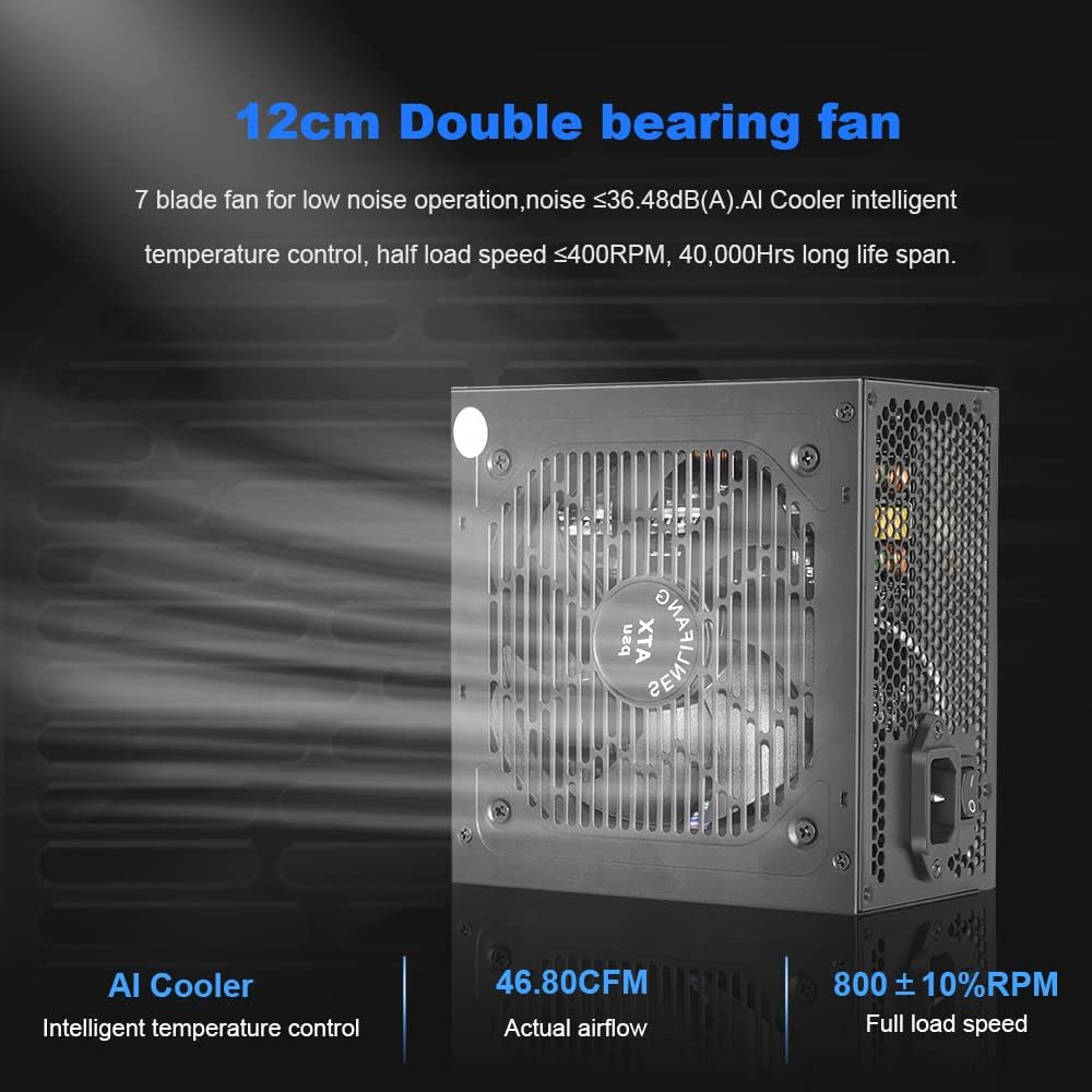 500W 80 Plus Gold Non-Modular Active PC Power Supply with 120mm Fan V36424