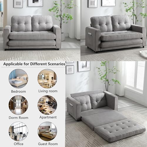 Dark Grey Convertible Folding Futon Sofa Bed S518491