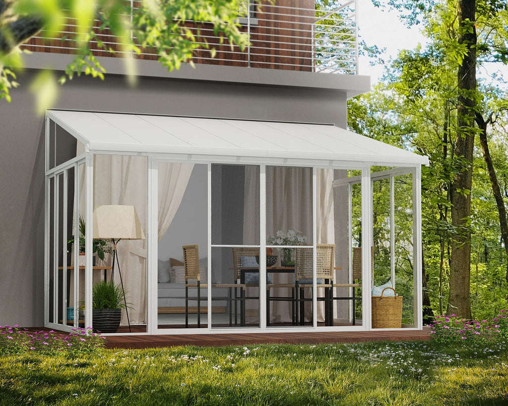 White Patio Enclosure with Screen Doors C542952