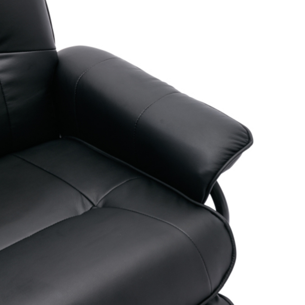 Black Faux Leather Swivel Recliner with Footrest I247639