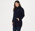 Navy Merino Wool Long Cardigan E45122