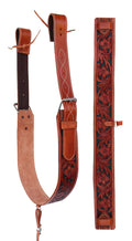 Western Leather Tooled Flank Girth with Off Billets H1141