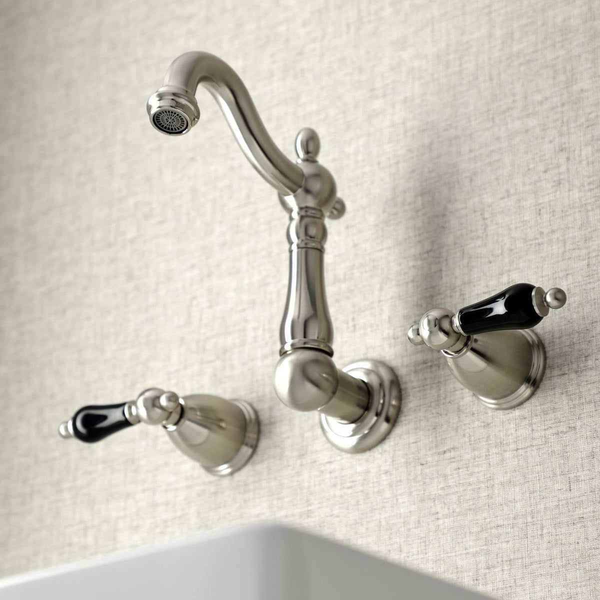 Brushed Nickel Two-Handle Wall Mount Bathroom Faucet O3324