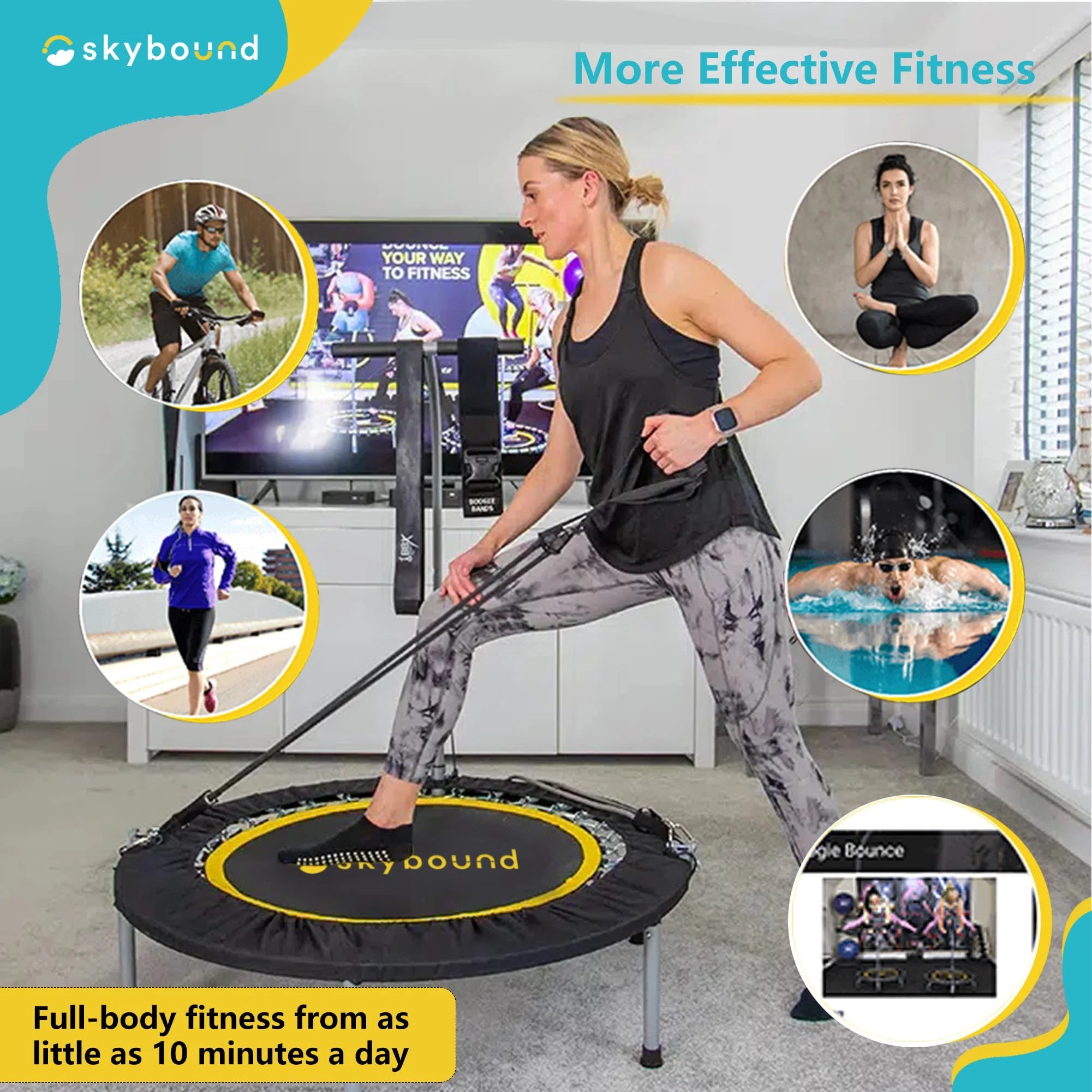 Foldable Mini Trampoline 39 Inch with Adjustable T-Bar Handle J3054