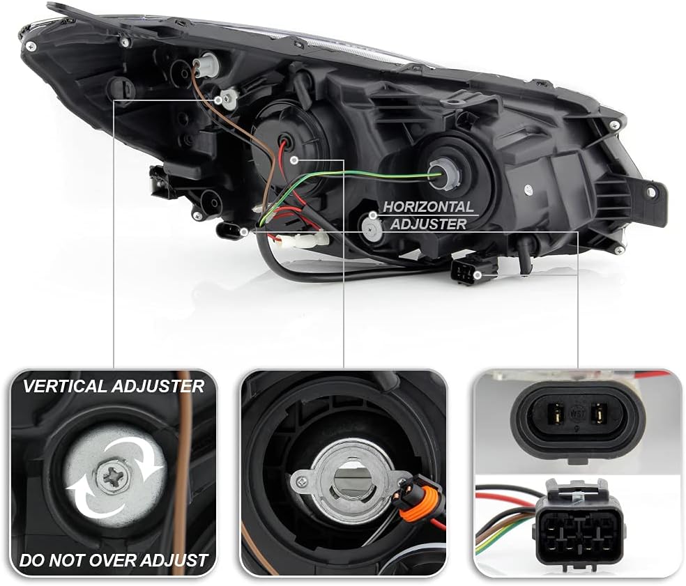 Black Housing LED Tube Projector Headlights Headlamps Q283