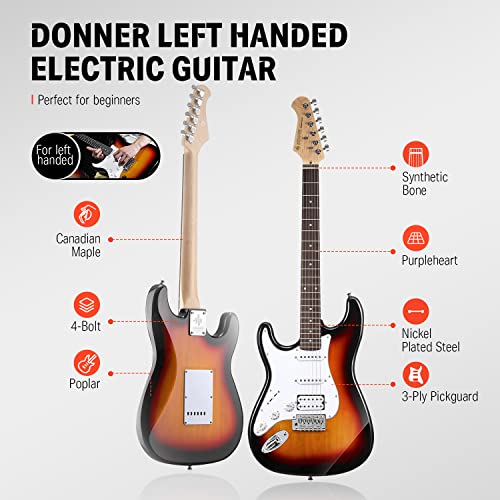 Black HSS Solid Body Electric Guitar with Amplifier, Bag, Tuner, Capo, Strap, Cable, Picks W801403